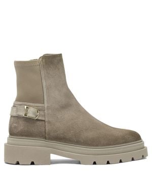 Santoni Suede Ankle Boots With Zipper - Brown