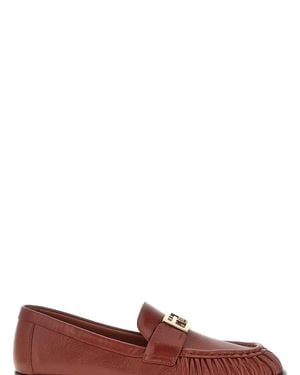 Fendi "Baguette" Leather Loafers - Red