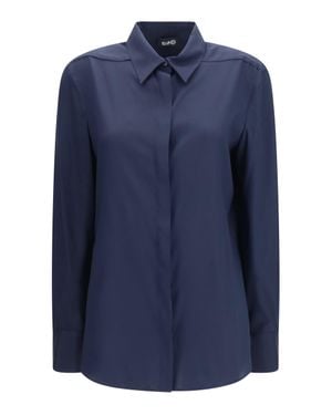 Ella Silk Shirt With Back Gathering - Blue