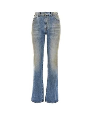 MM6 by Maison Margiela Used-Effect Straight Leg Jeans - Blue