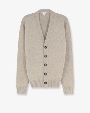 Bottega Veneta Cashmere Blend Cardigan With Intreccio Patch - White