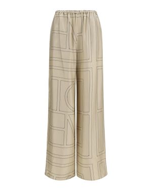 TOTEME Trousers Silk Monogram - Natural