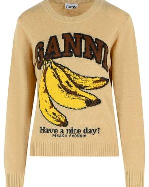 Ganni Wool Blend Jumper - Metallic