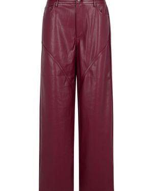 ROTATE BIRGER CHRISTENSEN Bordeaux Faux Leather Trousers - Red