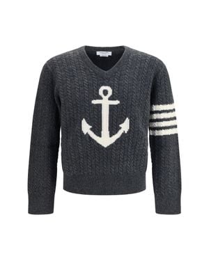 Thom Browne 4-Bar Merino Wool Sweater Dark - Blue