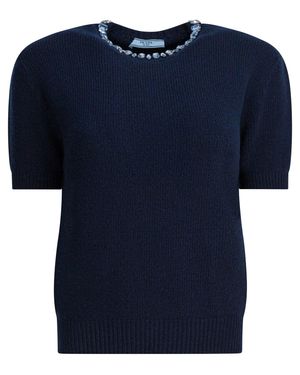 Prada Wool And Cashmere Crewneck Jumper - Blue
