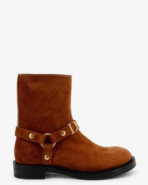 Dior Dior Suede Boots With Metal Lettering Logo - Brown