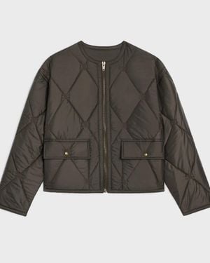 Celine Quilted Zippered Jacket - Grey