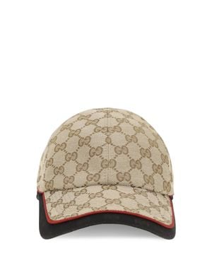 Gucci Gg Cotton Fabric Baseball Hat Rope - Natural