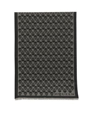 McQueen Wool Cotton Silk Scarf - Black