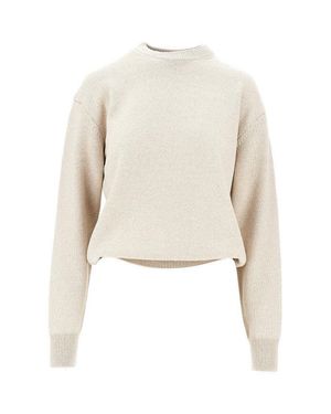 Jacquemus Logo Intarsia Merino Wool Sweater - White