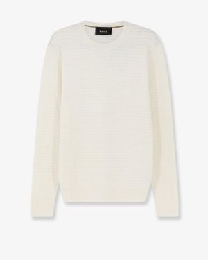 BOSS Silk And Cotton Blend Jumper - White