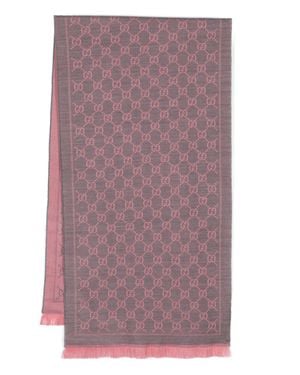 Gucci Wool Scarf With Gg - Purple