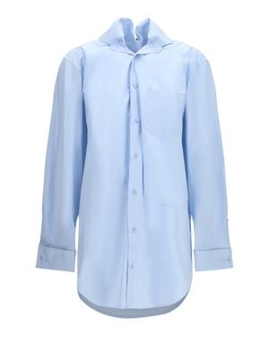 ALAINPAUL Shirt With Elasticated Collar - Blue