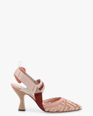 Fendi "Colibrì 85Mm" Heeled Slingback Court Shoes - Pink