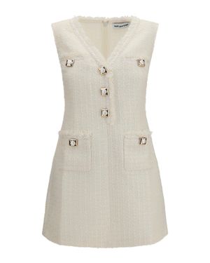 Self-Portrait Dress Bouclé Mini - Natural