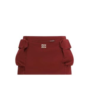 Miu Miu Cotton Mini Skirt - Red