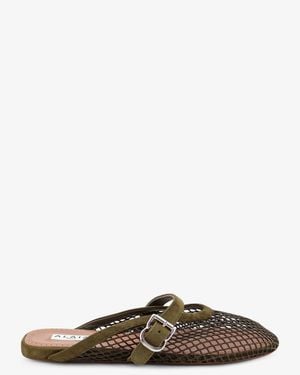 Alaïa Fishnet Mesh And Leather Sandals - Brown