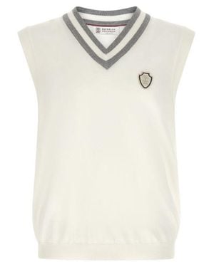 Brunello Cucinelli V-Neck Vest - White