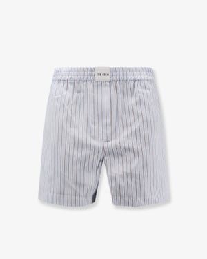 The Attico Striped Cotton Shorts - Grey