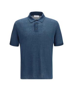 Roberto Collina Polo Shirt Linen - Blue