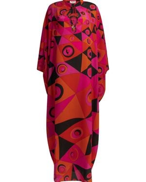 PUCCI Occhi Fuchsia Silk Caftan Dress - Red