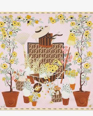 Fendi Gardening" Silk Scarf - Metallic
