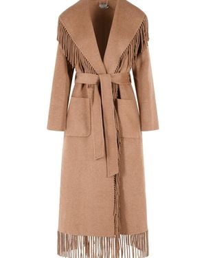 Jonathan Simkhai Camel Wool Blend Coat With Fringed Details - Natural