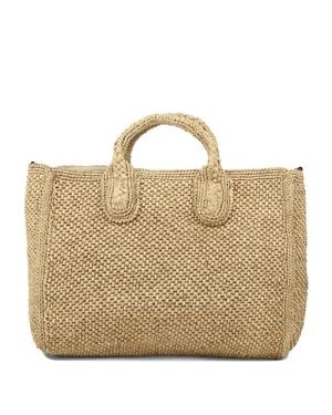 IBELIV Raffia Leather Handbag - Natural