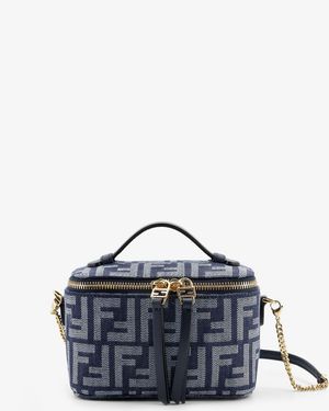 Fendi Vanity Denim-Effect Ff Jacquard Minibag - Blue