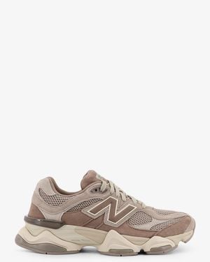 New Balance 9060 Mesh And Suede Trainers - Natural