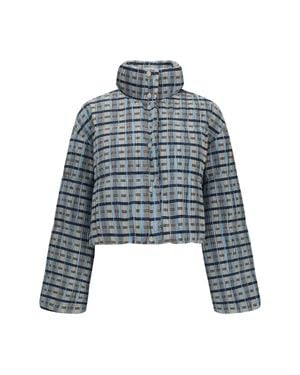 GONGDID DESIGN Short Padded High-Neck Jacket - Blue