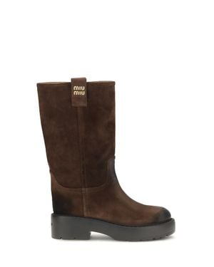 Miu Miu Suede Leather Boots - Brown