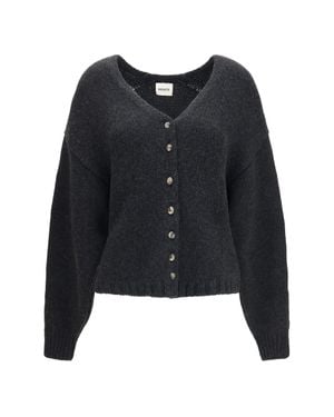 KHAITE Axel V-Neck Cardigan Charcoal - Black