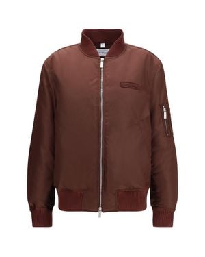 Off-White c/o Virgil Abloh Embroidered Logo Nylon Bomber Jacket - Brown