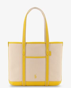 Polo Ralph Lauren Canvas Shoulder Bag With Embroidered Logo - Yellow