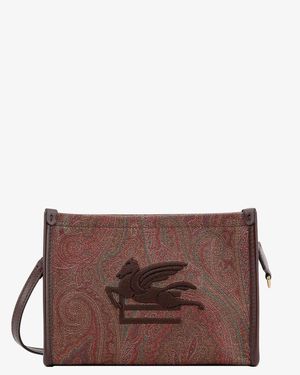 Etro Pegaso Arnica Paisley Fabric Pouch - Brown