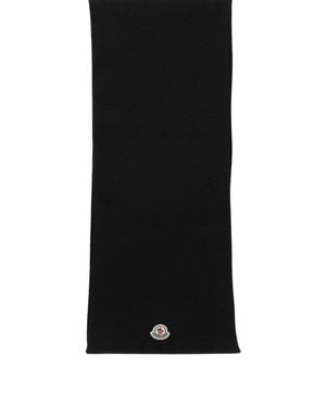 Moncler Classic Scarf With Logo - Black