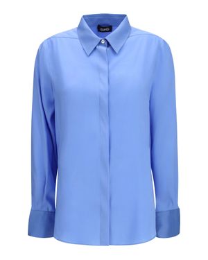 Ella Silk Shirt With Back Gathering Oxford - Blue