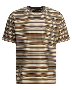 Beams Plus Striped Crew-Neck T-Shirt - Brown