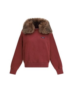 Prada Sweatshirt With A Shearling Collar - Red