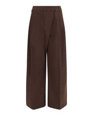 Ganni Flocked Plaid Crossover Trousers - Brown