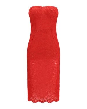 Ermanno Scervino Strapless Midi Lace Dress High Risk - Red