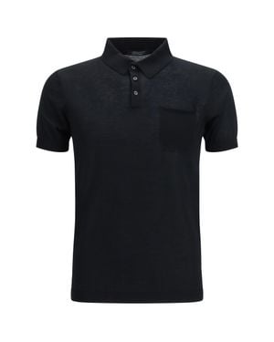 Aragona Cashmere Short-Sleeve Cotton Polo - Black