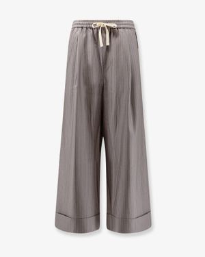 Tonywack Silk, Polyester And Wool Blend Trousers - Grey