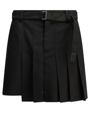Sacai Formal Shorts Made Of Wool Blend - Black