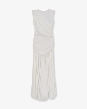 ACTUALEE Draped Long Dress - White