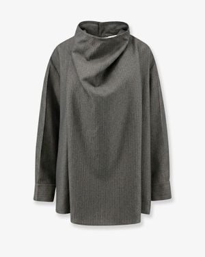 Bottega Veneta Draped Collar Top - Grey