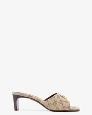 Gucci Gg 55Mm Heeled Sandals - Natural
