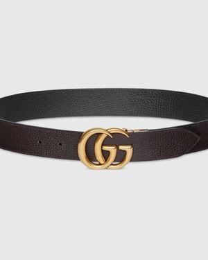 Gucci Reversible Gg Belt And - Black